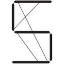 Grafiken 95% - S - Ein stilisierter schwarzer Buchstabe „S“, aus stabartigen Elementen in der Art von Uhrzeigern aufgebaut, die durch dünnere schwarze verbindende Linien ergänzt sind, auf weißem Hintergrund.